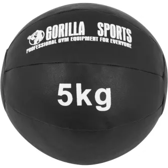 Minge medicinala din imitatie de piele, Gorilla Sports, 5 kg, Negru