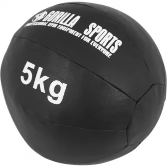 Minge medicinala din imitatie de piele, Gorilla Sports, 5 kg, Negru