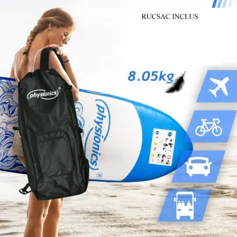 Placa de surf, Physionics, Sup gobflabila, 305x76x12cm, albastra