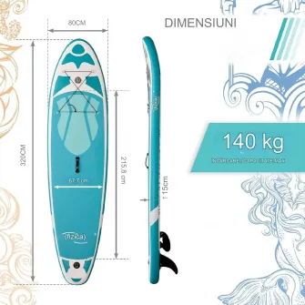 Placa de surf, Physionics, Sup gobflabila, 320 x 80 x 15 cm, albastru deschis