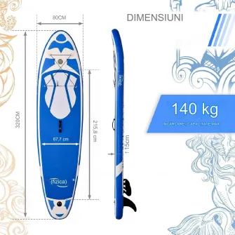 Placa de surf, Physionics, Sup gobflabila, 320x80x15cm, albastru