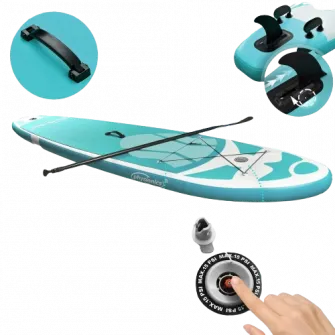 Placa gonflabila Paddle Board Physionics, ?366 x 80 x 15 cm, verde menta