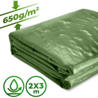 Prelata impermeabila cu ochiuri, 2 x 3 m, rezistenta la rupere, verde, Jago