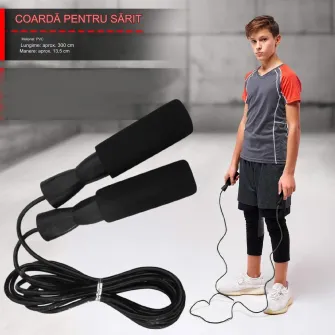 Sac de box pentru copii, 2 manusi, coarda de sarit, 13kg, negru