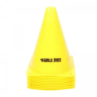 Set de 10 conuri, Gorilla Sports, galbene 17 cm
