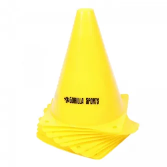 Set de 10 conuri, Gorilla Sports, galbene 17 cm