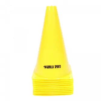 Set de 10 conuri, Gorilla Sports, galbene 23 cm