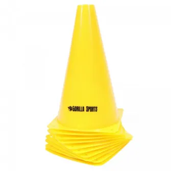 Set de 10 conuri, Gorilla Sports, galbene 23 cm