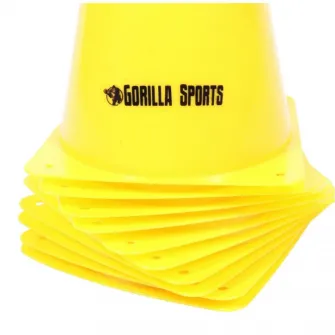 Set de 10 conuri, Gorilla Sports, galbene 23 cm
