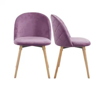 Set de 2 scaune captusite, material catifea, violet, MIADOMODO