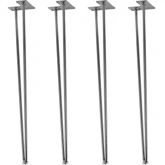 Set de 4 picioare de masa, 30 cm, 2 tije argintiu, STILISTA