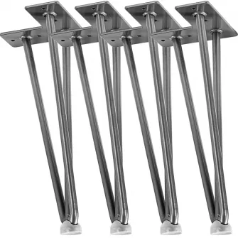 Set de 4 picioare de masa, 30 cm, 3 tije argint, STILISTA