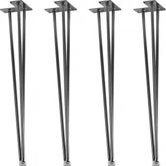 Set de 4 picioare de masa, 60 cm, 3 tije argint, STILISTA