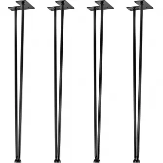 Set de 4 picioare de masa, 70 cm, 2 tije negru, STILISTA