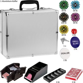 Set de poker, 300 de jetoane, amestecator de carti, GAMES PLANET