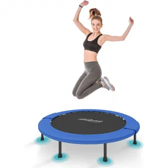 Trambulina fitness, pentru interior si exterior, pliabila, capacitate suportata 100 kg, negru/albastru
