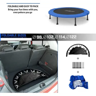 Trambulina fitness, pentru interior si exterior, pliabila, capacitate suportata 100 kg, negru/albastru