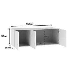 Dulap Suspendat, Royal, Alb, 150x58x53 cm