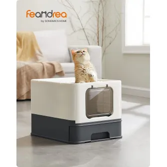 Litiera acoperita cu setar, Feandrea, Alb, 54.3×42.5×37.8 cm