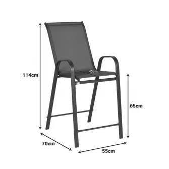 Scaun de bar, Calan, Gri inchis, 55x70x114 cm