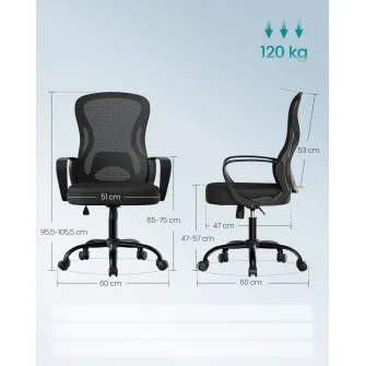 Scaun de birou Songmics Negru 63.5x58.5x104.5 cm
