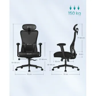 Scaun de birou Songmics Negru 67x70x119 cm