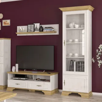 Vitrina Jaden Alb Antique - Gold Oak 70.5x43x197.5 cm