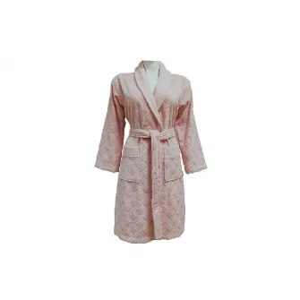 Halat de Baie Jacquard Velour, Unisex, Karo Pudra