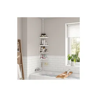 Raft de colt pentru baie, Songmics, 85-305 cm, BCB001A, Alb