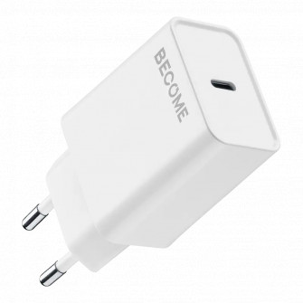 Incarcator Cellularline Become Eco Charger USB-C, 20W, Alb, pentru Apple