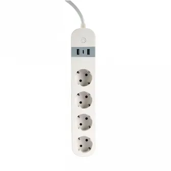 Prelungitor electric Gembird TSL-PS-S4U-01, 4 Prize, 1.5m, Alb