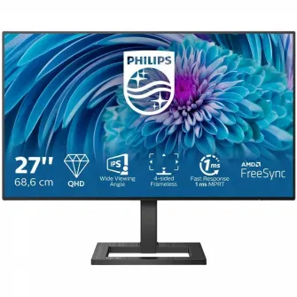 27 Monitor de birou PHILIPS 275E2FAE, IPS 2560 x 1440 QHD, Negru