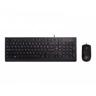 Set Tastatura + Mouse Lenovo 300 USB Combo, Cu fir, Negru