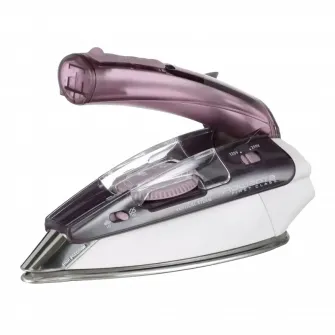 Fier de calcat portabil Rowenta First Class DA1511F1, Talpa Inox Microsteam 200, 1000W, 45 g/min, Rezervor 70ml, Cablu de alimentare 2m, Alb/Violet