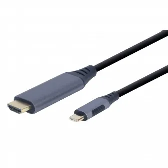 Cable Type-C to HDMI - 1.8m - Cablexpert CC-USB3C-HDMI-01-6, 1.8m, USB Type-C to HDMI display adapter cable, Supported resolutions: HDMI up to 4K at 60 Hz, Space Grey