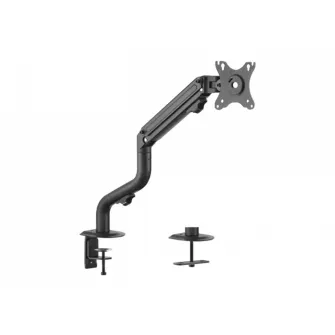 Arm for 1 monitor 17"-32" - Gembird MA-DA1-02, Adjustable desk display mounting arm, Gas spring 2-8kg, VESA 75/100, arm rotates, extends and retracts, tilts to change reading angles, and allows to rotate display from landscape-to-portrait mode