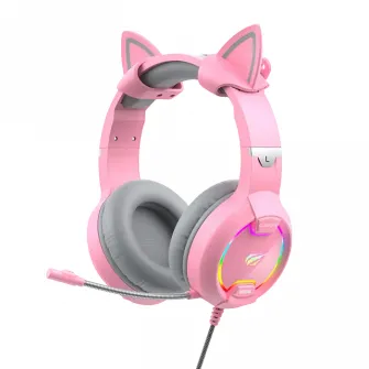 Casti gaming Havit H2233d, Cu fir, Roz