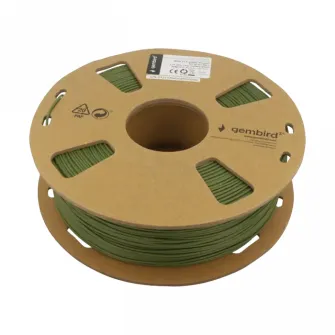 Filament pentru imprimanta 3D Gembird 3DP-PLA-01-MTMG, PLA, Verde militar Mata, 1.75 mm, 1kg