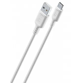 Cablu de incarcare si date Cellularline Become Eco, USB Type-A/USB Type-C, 1m, Alb