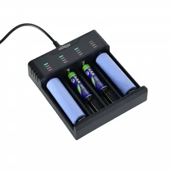 Incarcator Acumulatori Energenie BC-USB-02, Negru