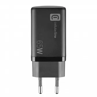 incarcator Cellularline Wall Charger GAN, 3 Ports, 65W, 65W, Negru
